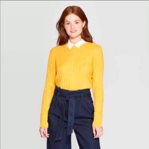 A New Day Mustard Ribbed Sweater NWT Small